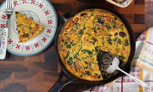 Bacon mushroom and spinach frittata